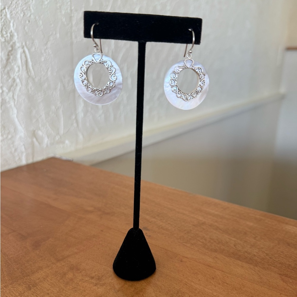 Sterling silver mother of pearl handmade earrings